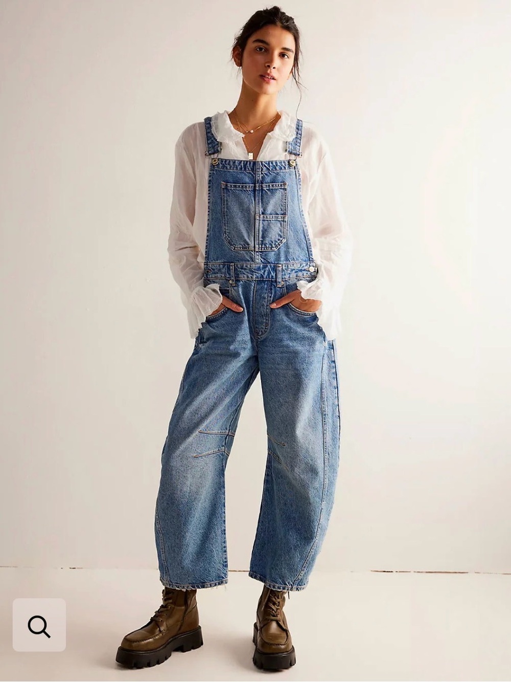 Free People WE THE FREE Good Luck Barrel Leg Overall Size S